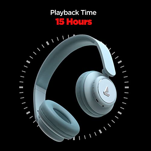 boAt Rockerz 450 On Ear Bluetooth Headphones with Upto 15 Hours Playback, 40MM Drivers, Padded Ear Cushions and Dual Modes(Aqua Blue)