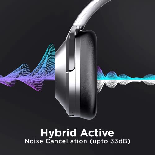 boAt NIRVANAA 751ANC Hybrid Active Noise Cancelling Bluetooth Wireless Over Ear Headphones With Mic, with Up to 65H Playtime,ASAP Charge, Ambient Sound Mode, Immersive Sound,Carry Pouch(Gunmetal Grey)