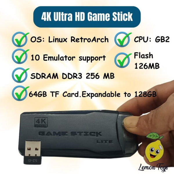 2.4G Wireless Controller Gamepad,4k Ultra HD Game Stick-Supports Wireless Dual Play,3000+ Classic Games,35 Hrs Continuous Gameplay,Video Games for Kids-USB Rechargeable