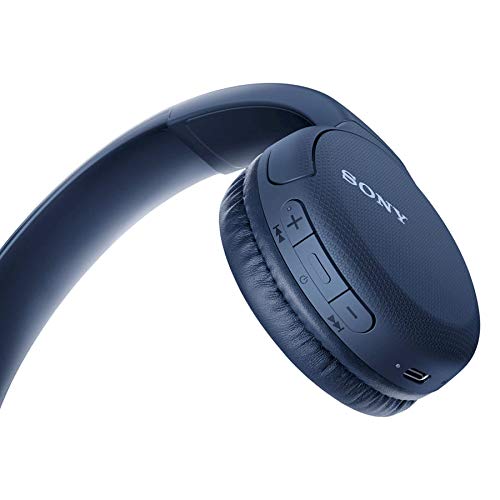 Sony WH-CH510, On-Ear Headphones, up-to 35Hrs Playtime, Headphone with Mic, Lightweight, Type-C, Play/Pause Control, 30mm Driver, BT Version 5.0 & Voice Assistant Support for Mobiles - Blue