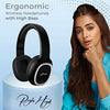 pTron Studio Over Ear Bluetooth 5.0 Wireless Headphones with Mic, Hi-Fi Sound with Deep Bass, 12Hrs Playback, Ergonomic & Lightweight Wireless Headset, Soft Cushions Earpads, Aux Port - (Black)