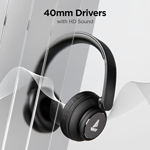 boAt Rockerz 450 On Ear Bluetooth Headphones with Upto 15 Hours Playback, 40MM Drivers, Padded Ear Cushions and Dual Modes(Luscious Black)