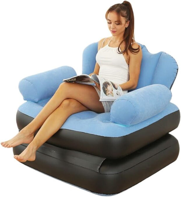 Inflatable Chair,Portable 5 In 1 Inflatable Double Layer Sofa, Unfolding Can Serve As a Bed, Carrying Capacity Of 200kg,Durable and Wear-resistant, Suitable for Indoor and Outdoor Cam