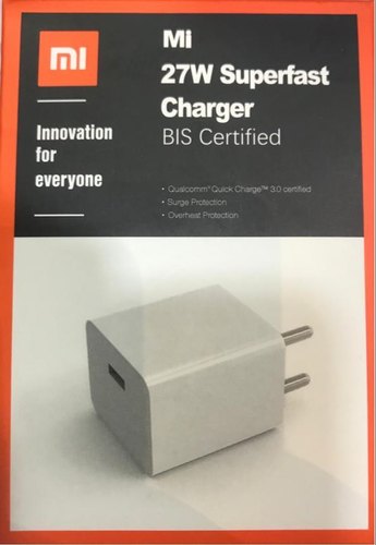 White Mi 27W SonicCharge Superfast charger With C Type Data Cable