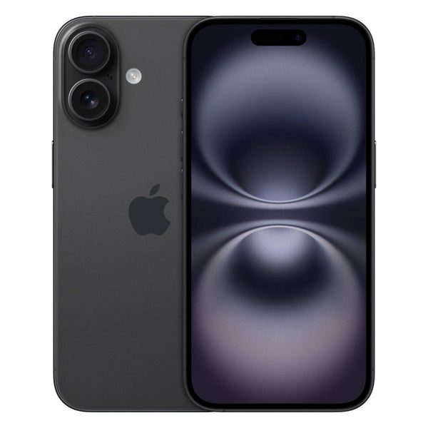 Apple iPhone 16 in Black - front and back view