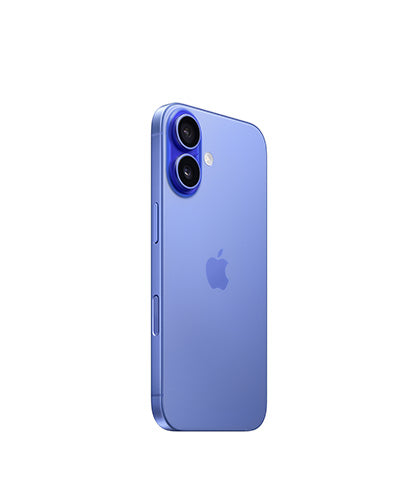 Apple iPhone 16 Ultramarine angled rear view