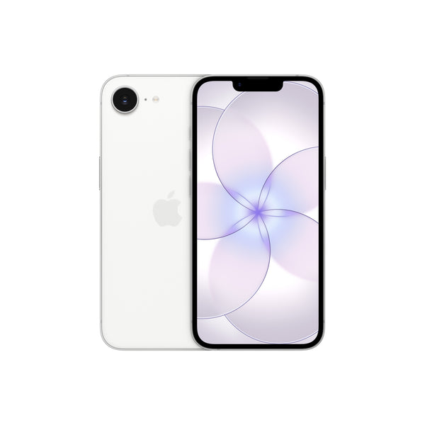 Apple iPhone 17e White front and back on white background