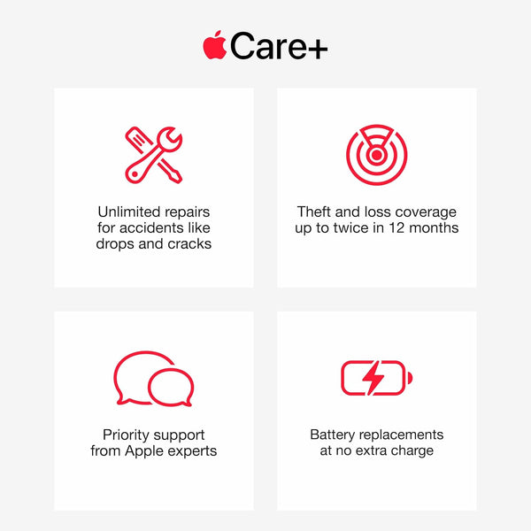 AppleCare Plus benefits for Apple iPhone 18 Pro Max showing service and support features including device protection, technical assistance and additional coverage options.