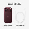 Apple iPhone 18 Pro Max burgundy box contents showing the smartphone along with the included USB-C charging cable and essential accessories supplied inside the package.