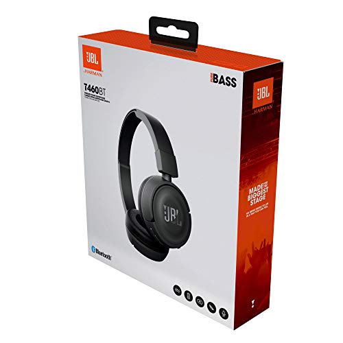 JBL T460BT by Harman, Wireless On Ear Headphones with Mic, Pure Bass, Portable, Lightweight & Flat Foldable, Voice Assistant Support for Mobiles (Black)
