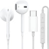 For iPhone 15 to 17 Series Type-C HandsFree Earphone Wired with Microphone & Noise Cancelling in-Ear Headset Earbuds for iPhone 15 / 16 / 17 - Plus/ Pro/ Pro Max Only- [White]