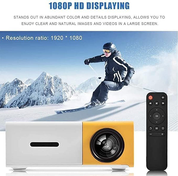 Mini Projector With Hdmi Cable,50 Lumens,Compact And Portable,Yellow