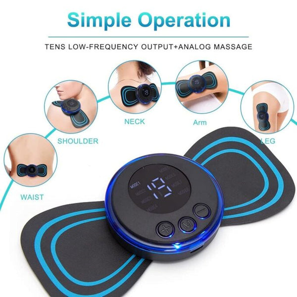 Body Massager, Wireless Portable Body Massager with 8 Modes and 19 Strength Levels Rechargeable Pain Relief EMS Massage Machine