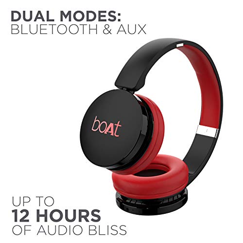 boAt Rockerz 370 Bluetooth Wireless On Ear Headphone with Mic (Fiery Red)