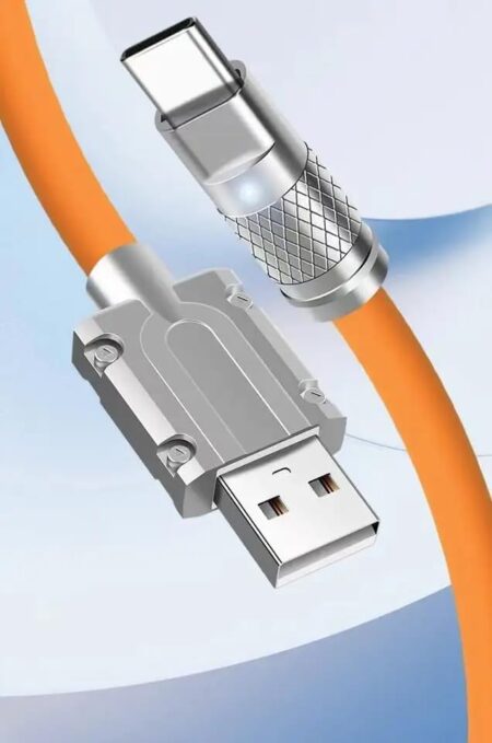 120W 3A Super Fast Charger - 3-in-1 Zinc Alloy Charger Cable with Type C, Liquid Silicone, and Micro USB - Ultimate Charging Solution