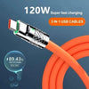 120W 3A Super Fast Charger - 3-in-1 Zinc Alloy Charger Cable with Type C, Liquid Silicone, and Micro USB - Ultimate Charging Solution