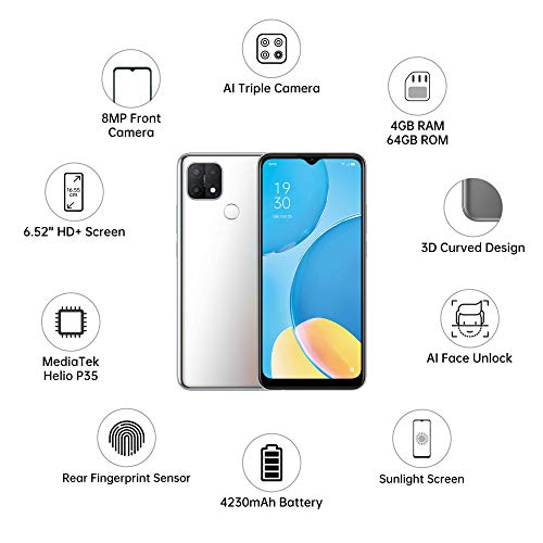 OPPO A15s (Rainbow Silver, 4GB RAM, 64GB Storage)
