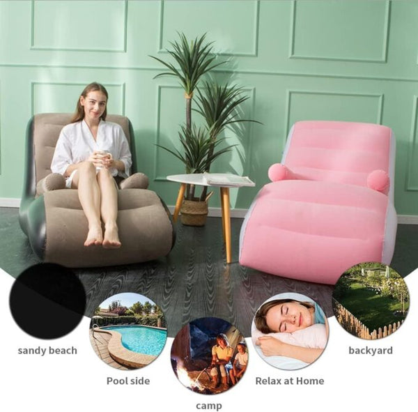 Inflatable Lazy Sofa Chair with Household air Pump | Foldable Lounge Chair with Armrests for Living Room | with Air Pump, Foldable Lounge Chair| Automatic Manual Pump| for Living Room Home |