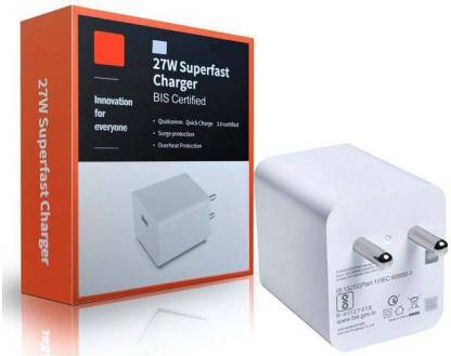 White Mi 27W SonicCharge Superfast charger With C Type Data Cable