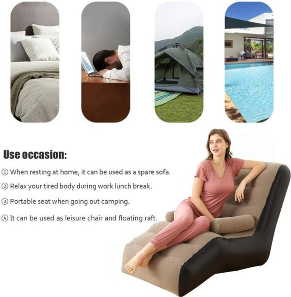 Inflatable Lazy Sofa Chair with Household air Pump | Foldable Lounge Chair with Armrests for Living Room | with Air Pump, Foldable Lounge Chair| Automatic Manual Pump| for Living Room Home |