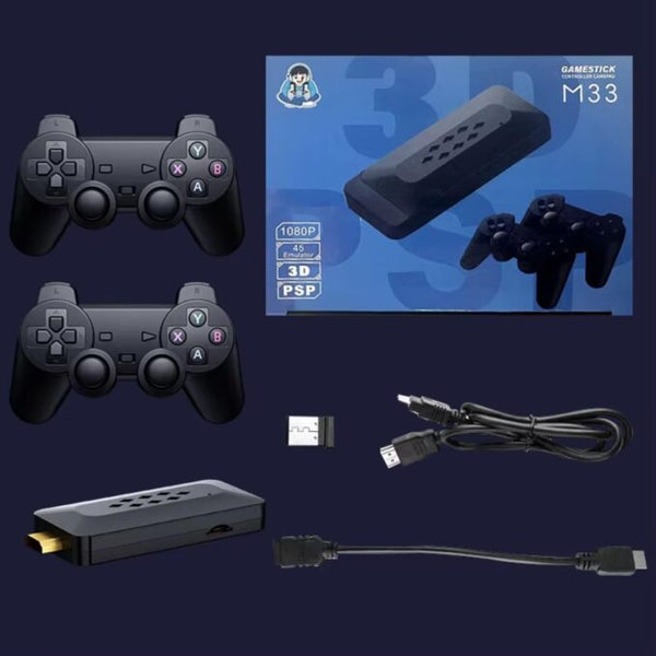M33 3D Gaming Stick Video Game Console 4k high-Definition TV Output Built-in 30000+Games (64 gb)