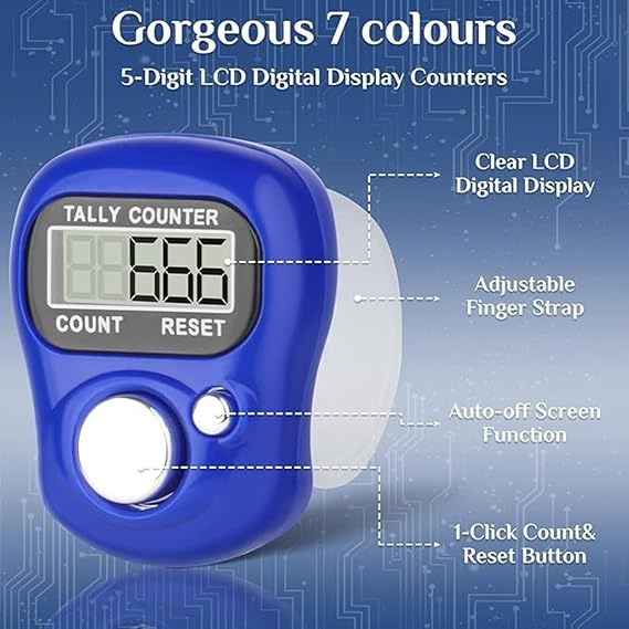 Naam Jap Counter | Mini Digital Tally Counter Finger Ring | Electronic Chanting Count Machine for Mantra Jap, Meditation, Prayer & Cricket Umpire | Digital Counting Device (Color May Vary)
