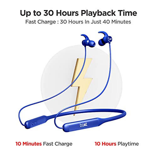 boAt Rockerz 330 Wireless Neckband with ASAP Charge, Up to 30H Playback, Enhanced Bass, Metal Control Board, IPX5, Type C Port, Bluetooth v5.0, Voice Assistant(Navy Blue)