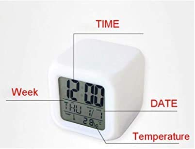 7 Colour Changing LED Digital Alarm Clock Table Watch with Date Time Temperature for Office Bedroom Multicolor