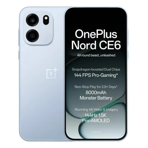 OnePlus Nord CE6 5G Fresh Blue front and rear view
