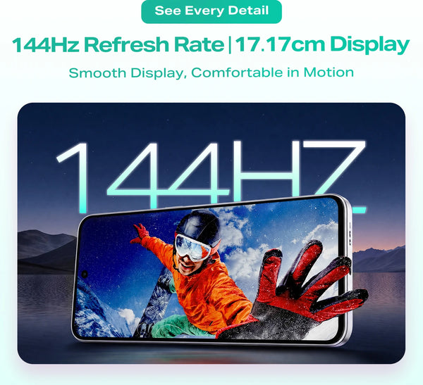 Infinix Hot 70 Pro 5G 144Hz FHD+ 17.17cm display feature graphic