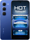 Infinix Hot 70 Pro 5G in Dive Blue, front and rear view with Active Matrix Cube, 50MP camera and IP68 rating