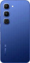 Rear view of Infinix Hot 70 Pro 5G in Dive Blue showing dual camera and Active Matrix Cube