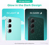 Infinix Hot 70 Pro 5G Mirage Green glow-in-the-dark rear design shown in light and dark