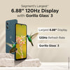 Moto G06 Power 4G display graphic featuring the large 6.88-inch HD+ screen, smooth 120Hz refresh rate and Corning Gorilla Glass 3 protection.