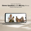 Moto G06 Power 4G stereo speakers with Dolby Atmos graphic showing landscape video playback for a wider and more immersive entertainment experience.