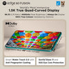 Motorola Edge 60 Fusion 5G display graphic featuring a 6.67-inch 1.5K pOLED quad-curved screen, 120Hz refresh rate, HDR10+ and up to 4500 nits peak brightness.