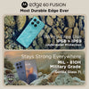 Motorola Edge 60 Fusion 5G durability graphic showing the Amazonite phone on rocky and snowy terrain with IP68, IP69, MIL-STD-810H and Gorilla Glass 7i protection.
