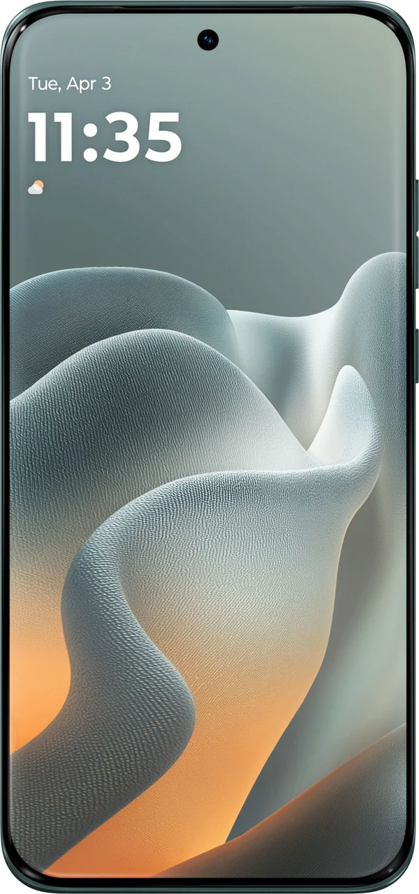 Front view of Motorola Edge 70 Fusion 5G in Pantone Blue Surf featuring its immersive edge-to-edge quad-curved display