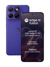 Motorola Edge 70 Fusion 5G in Pantone Orient Blue shown from the front and rear with curved display and premium back finish