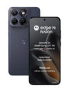 Motorola Edge 70 Fusion 5G in Pantone Silhouette shown from the front and rear with a dark textured finish and advanced camera system
