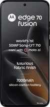 Front view of Motorola Edge 70 Fusion 5G in Pantone Silhouette featuring its immersive quad-curved display