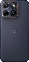 Rear view of Motorola Edge 70 Fusion 5G in Pantone Silhouette showing its dark fabric-inspired finish and camera module