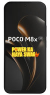 POCO M8x 5G Black front display view with centered punch-hole camera