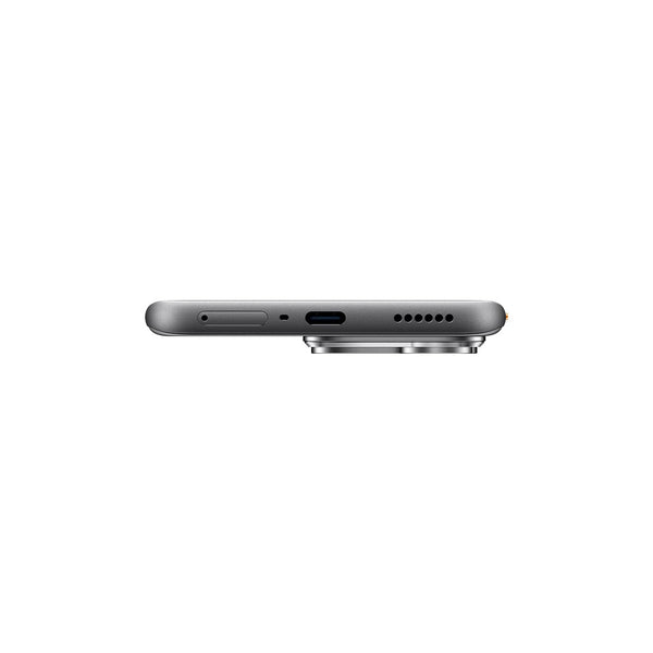 Bottom view of TECNO POVA Curve 2 5G in Storm Titanium Black showing USB-C port, speaker and microphone