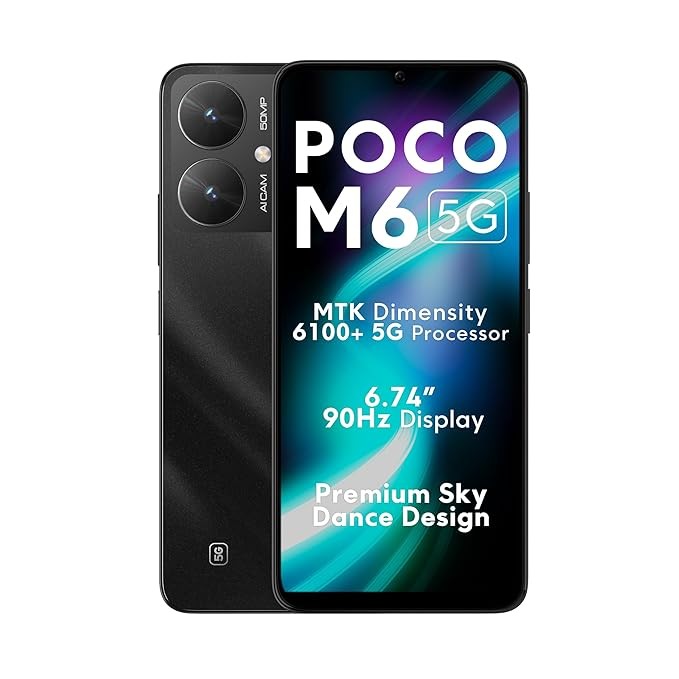 POCO M6 5G (Galactic Black, 4GB RAM, 128GB Storage)